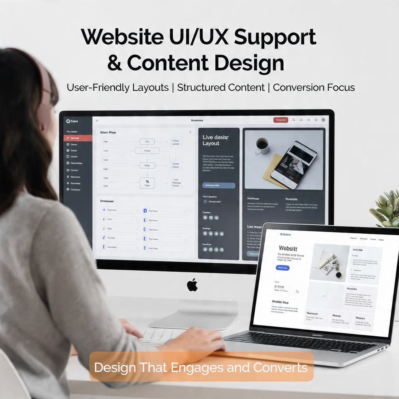 Website UI UX planning with wireframe design and content structure for better user experience